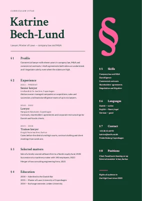 Lawyer CV — section marks