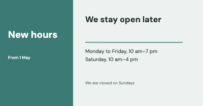 New opening hours