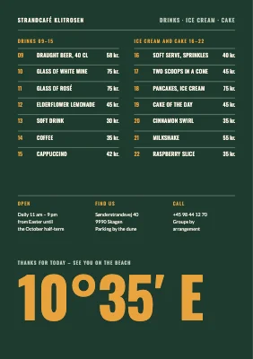 Page 2 of Beach café in Skagen — menu