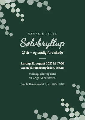 Sølvbryllup — sølveukalyptus på flaskegrøn