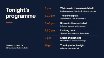 Page 2 of School party — the evening programme
