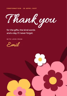 Confirmation thank-you card — cut-paper flowers