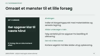 Side 4 af Værkstedets arbejdsflow