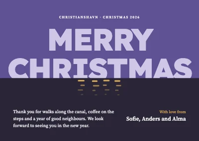 Christmas card — Merry Christmas by the canal
