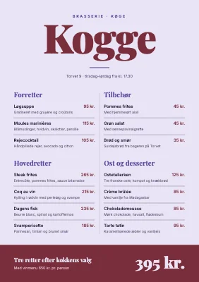Brasserie — à la carte i to spalter