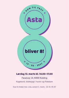 8-års fødselsdag — invitation med dobbeltsegl