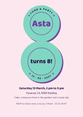 Eighth birthday — invitation with a double seal